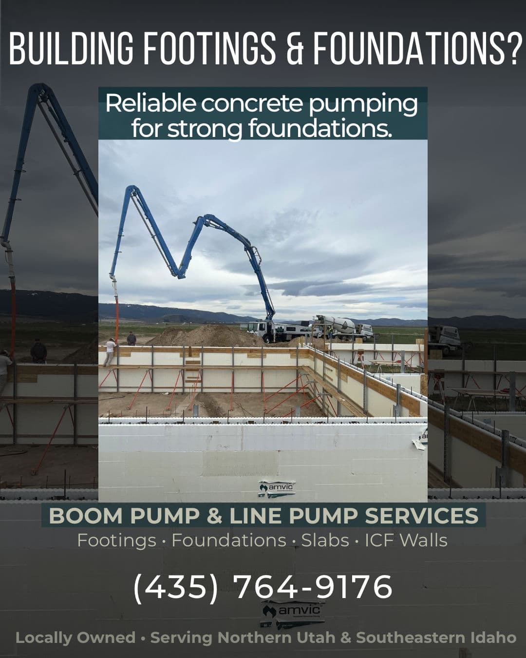 Project Concrete Boom Pump Services for Footings and Foundations in Cache Valley image